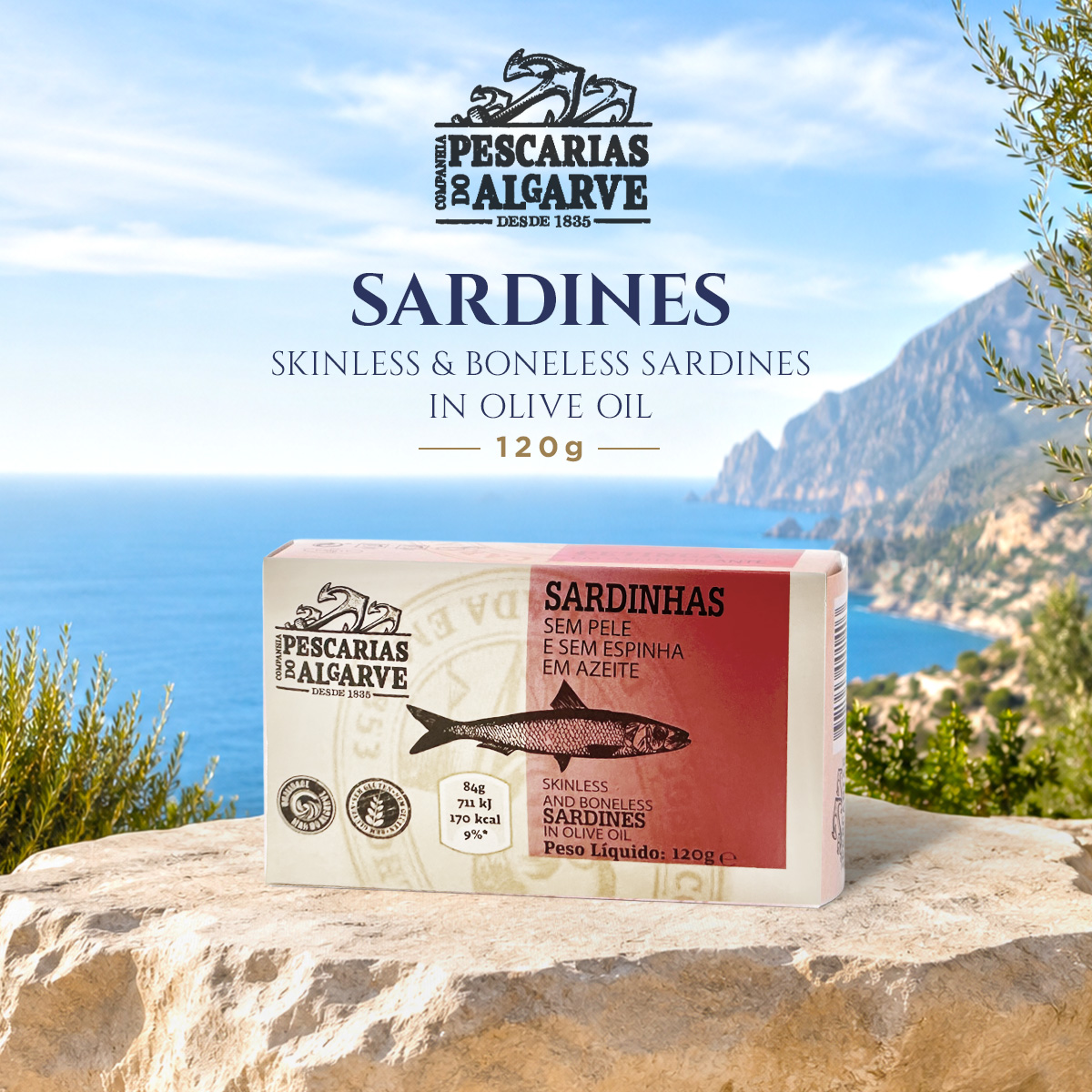 Pescarias do Algarve Skinless & Boneless Sardines in Olive Oil 120g x 8