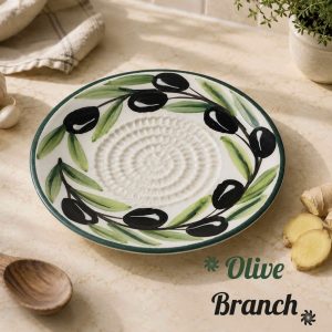 Ceramic Grater Plate - Olive Branch