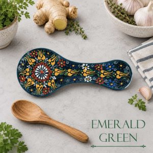 Ceramic Spoon Rest - Emerald Green