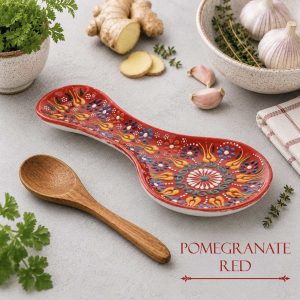 Ceramic Spoon Rest - Pomegranate Red