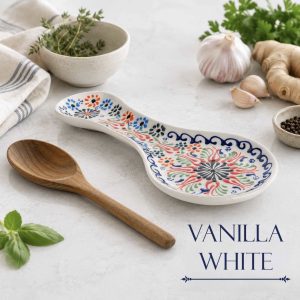 Ceramic Spoon Rest - Vanilla White