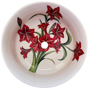 Ceramic Handpainted Sink - Red Flower Pattern 25cm - Image 3