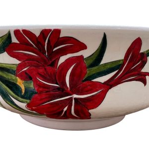 Alternative view of Ceramic Handpainted Sink - Red Flower Pattern 25cm
