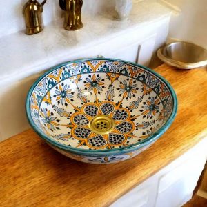 Ceramic Handpainted Sink - Blue Pattern 30cm