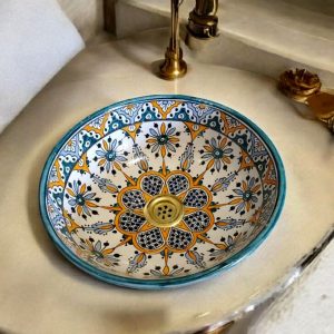 Alternative view of Ceramic Handpainted Sink - Blue Pattern 30cm