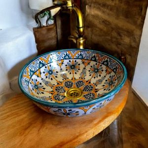 Ceramic Handpainted Sink - Blue Pattern 30cm - Image 3